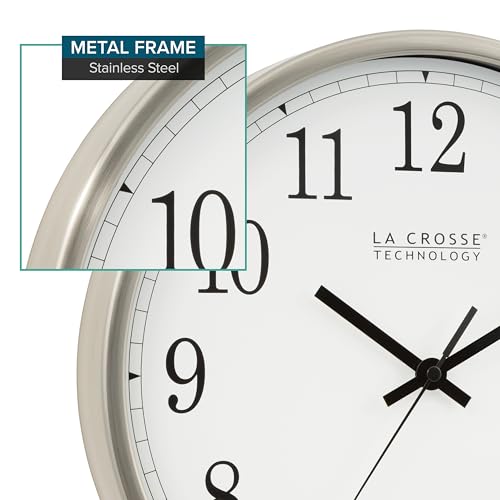 La Crosse Technology 12 Inch Atomic Analog Wall Clock, Aluminum (WT-3126B) - Image 5