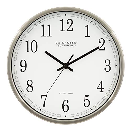 La Crosse Technology 12 Inch Atomic Analog Wall Clock, Aluminum (WT-3126B) - Image 1