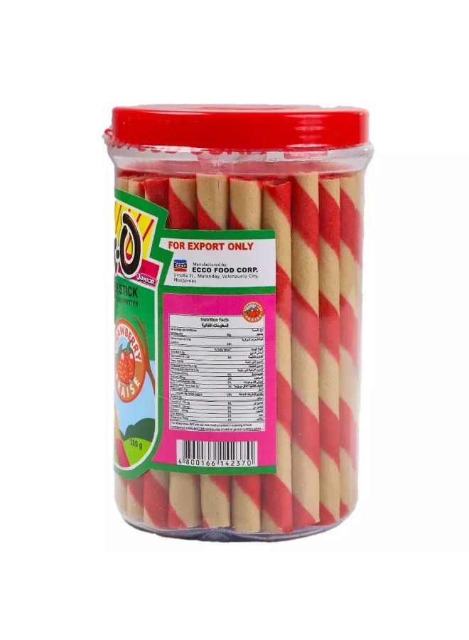 STICK-O عصي الوافر بالفراولة من ستك-أو لفة مقرمشة لذيذة مع كريمة خفيفة حشوة خفيفة عصا الوافر 380 جرام - Image 3