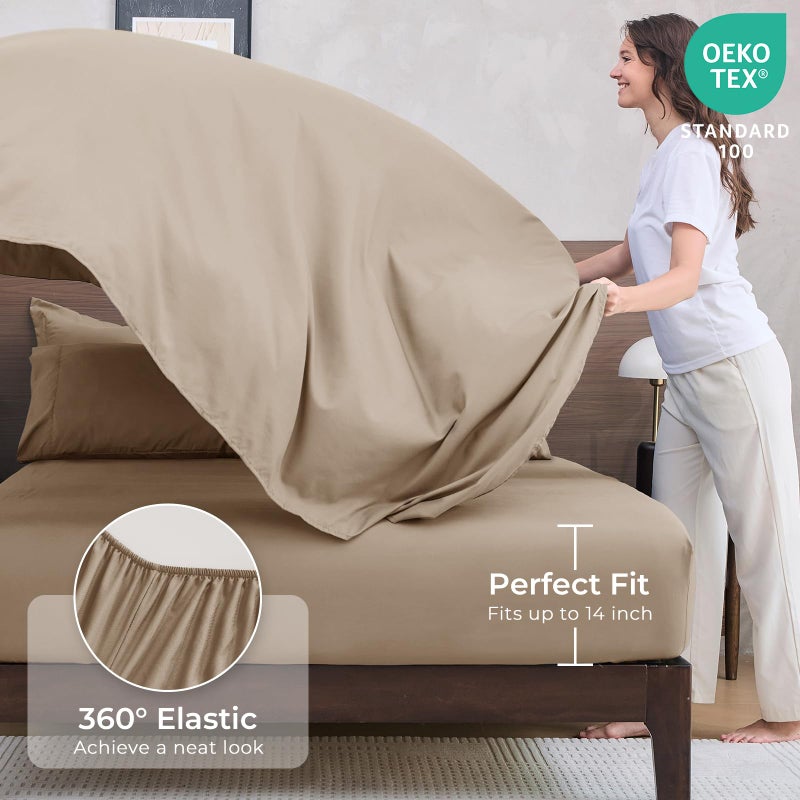 HEVUMYI Khaki Queen Comforter Set - 7-Piece All Season Bed in a Bag Queen, Ultra Soft Bedding Set with Comforter, Flat Sheet, Fitted Sheet, Pillowcases, Pillow Shams - Image 5
