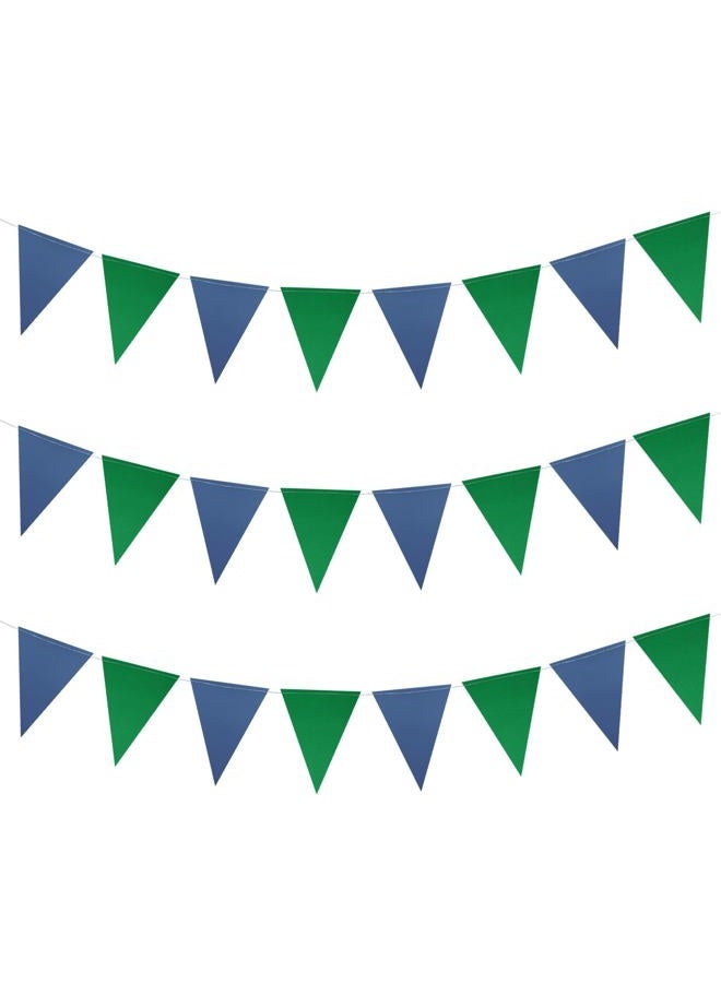 Meetppy 3 Pack Navy Blue Green Double Sided Paper Triangle Banner Flag Banner Pennant Garland Streamers for Golf Party Decorations Baby Shower Birthday Wedding Christmas Graduation - Image 3