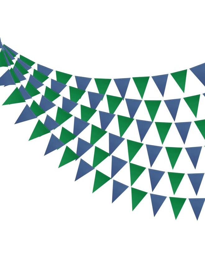 Meetppy 3 Pack Navy Blue Green Double Sided Paper Triangle Banner Flag Banner Pennant Garland Streamers for Golf Party Decorations Baby Shower Birthday Wedding Christmas Graduation - Image 1