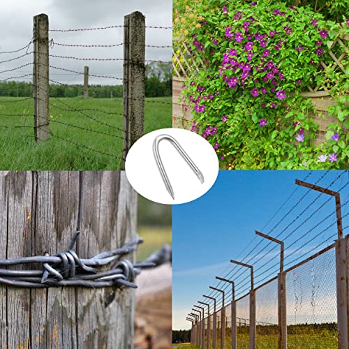 OMOTOOL Steel Wire Fencing Staples (200 pcs), Galvanized U-Shaped Fasteners Nails for Wire Mesh and Woven Fencing - Image 5