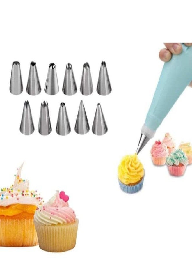 MOHINI 12 Pieces Cake Decorator Set Frosting Icing Piping Bag Tips Along Steel nozzles - Image 2