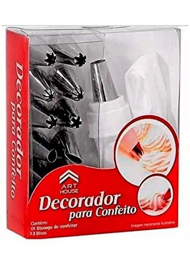 MOHINI 12 Pieces Cake Decorator Set Frosting Icing Piping Bag Tips Along Steel nozzles - Image 1