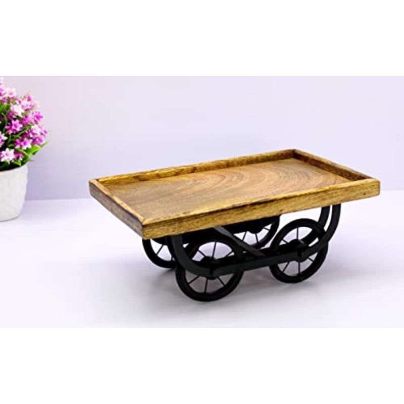 Cart Shaped Serving Platter Tableware Serve-Ware for Home and Kitchen Wood - 11.5" Inches - Brown - Image 4