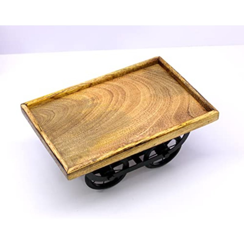 Cart Shaped Serving Platter Tableware Serve-Ware for Home and Kitchen Wood - 11.5" Inches - Brown - Image 5