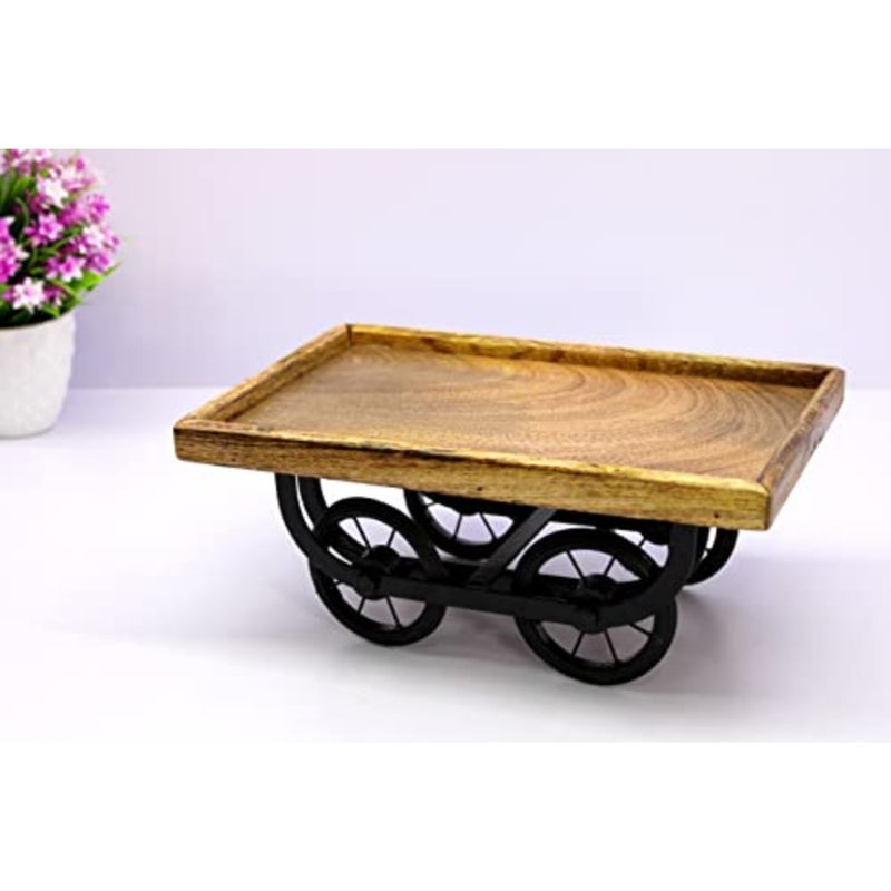 Cart Shaped Serving Platter Tableware Serve-Ware for Home and Kitchen Wood - 11.5" Inches - Brown - Image 3