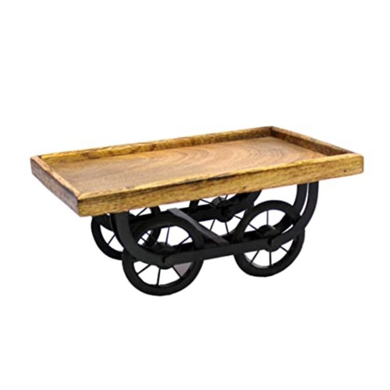 Cart Shaped Serving Platter Tableware Serve-Ware for Home and Kitchen Wood - 11.5" Inches - Brown - Image 1