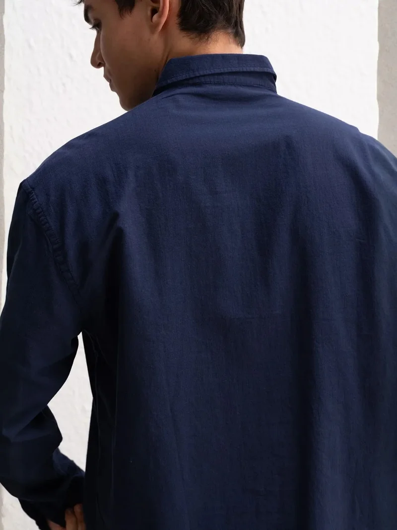 Giesto Navy Blue GIESTO Cotton Oversized Button-Up Shirt for Men | Best Price UAE