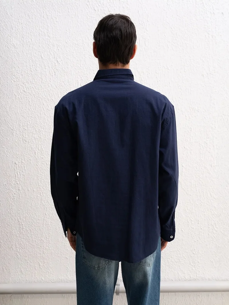 Giesto Navy Blue GIESTO Cotton Oversized Button-Up Shirt for Men | Best Price UAE