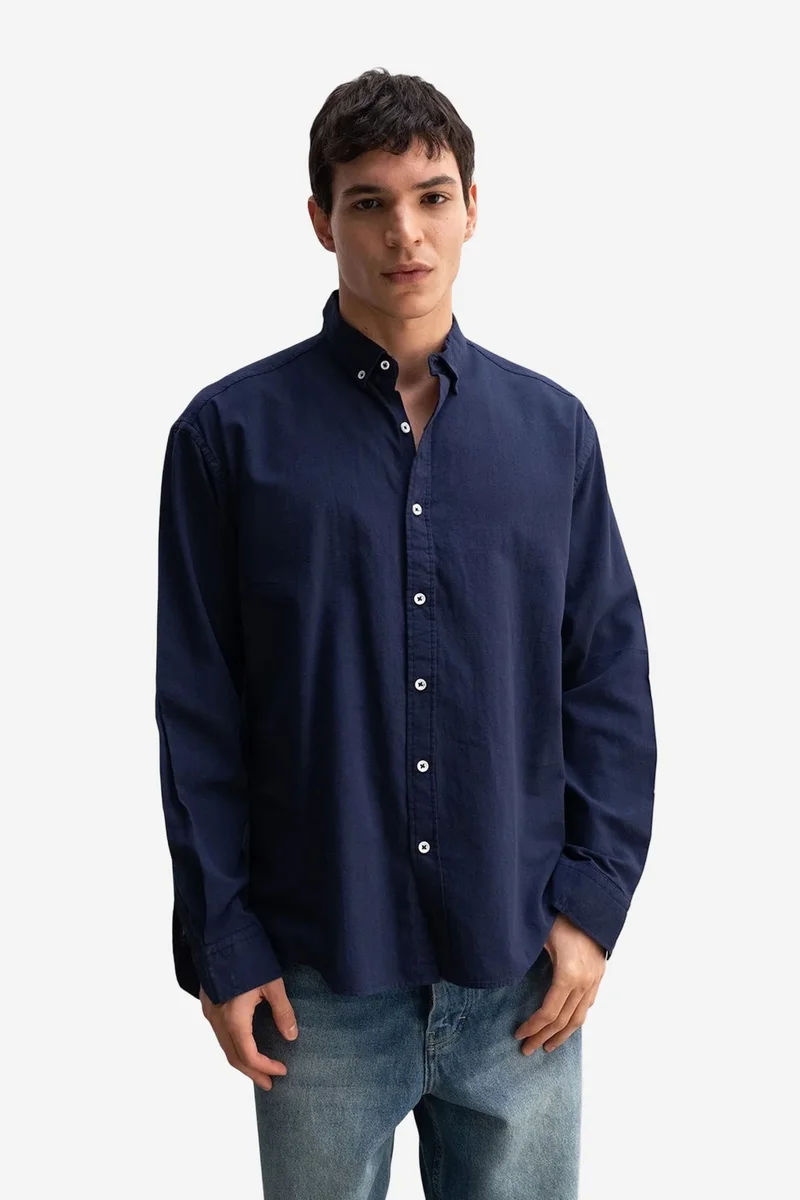 Giesto Navy Blue GIESTO Cotton Oversized Button-Up Shirt for Men | Best Price UAE