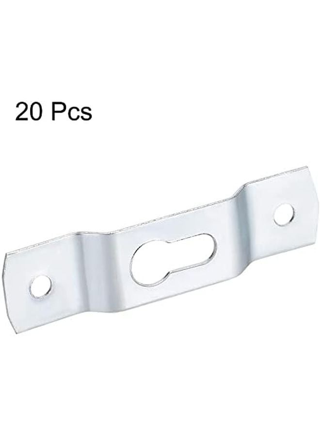 Silver Tone Keyhole Hanging Plates 60mm x 15mm with Screws 20 Pcs for Picture Frames - Image 4