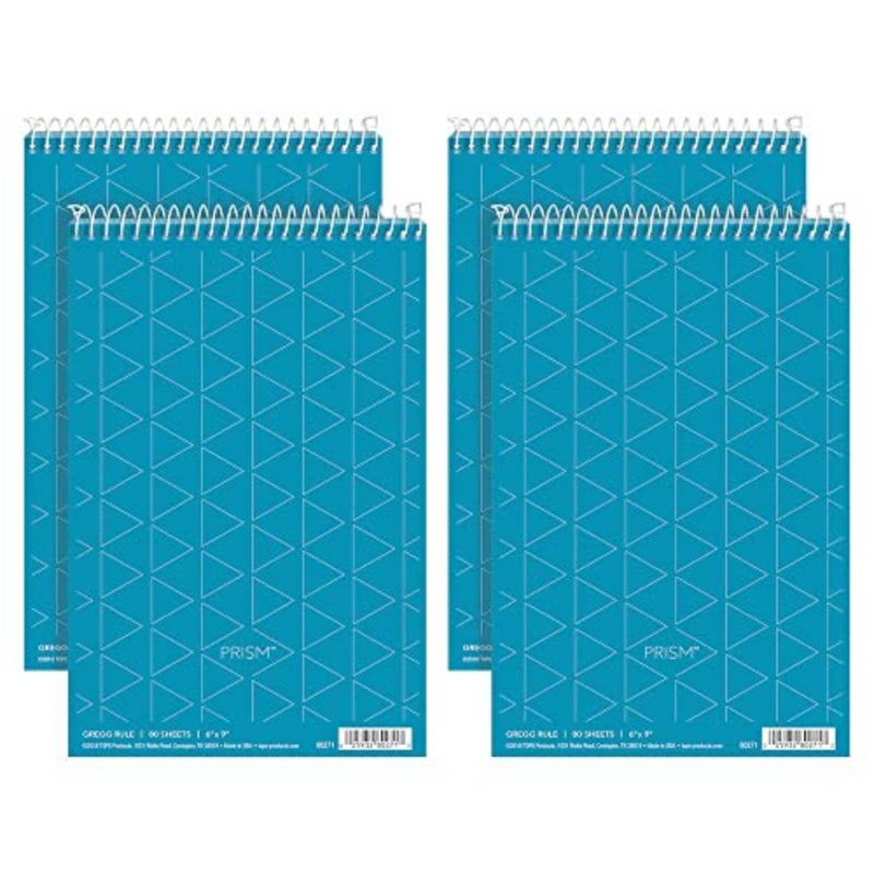 Tops Prism Steno Books, 6" x 9", Gregg Rule, Blue Paper, 80 Sheets, Perforated, 4 Pack (80284) - Image 1