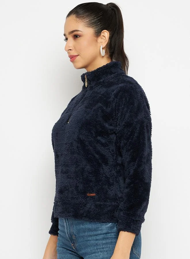 DUKE High Neck Half Zip Fleece Sweatshirt by Styli