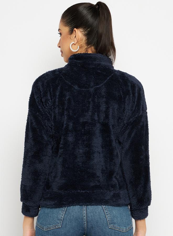 DUKE High Neck Half Zip Fleece Sweatshirt by Styli  - Image 2