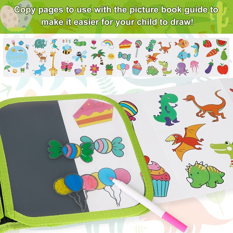 AMENDAS Erasable Doodle Book Set for Kids, Reusable Magic Drawing Book with Watercolor Pens, Road Trip Car Game Writing and Painting Set for Boys and Girls - Image 3