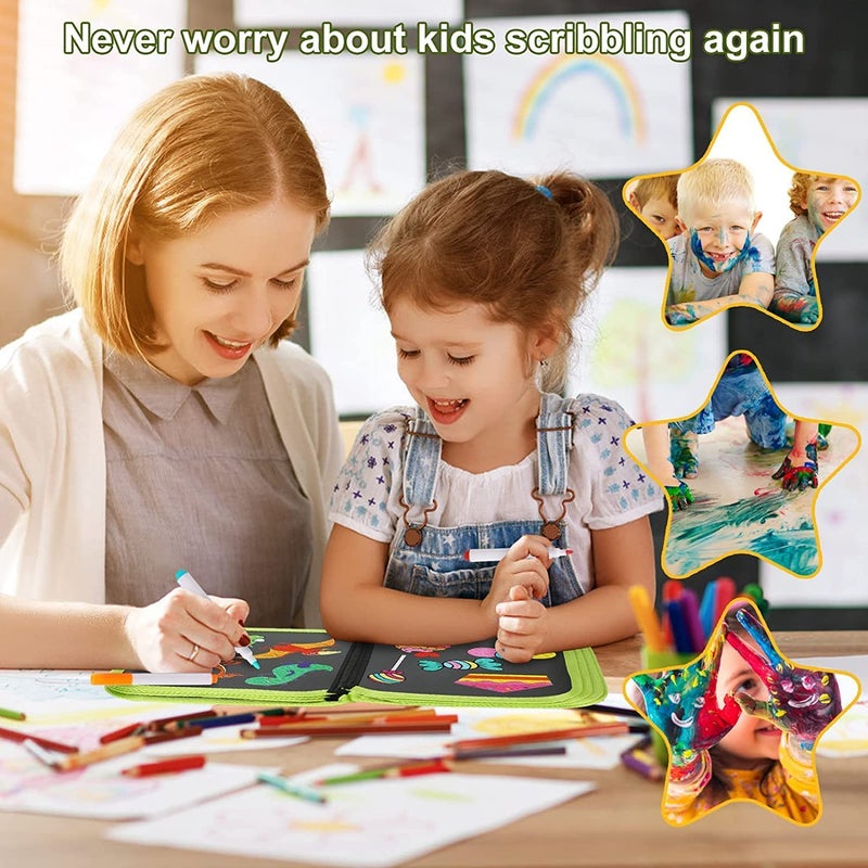 AMENDAS Erasable Doodle Book Set for Kids, Reusable Magic Drawing Book with Watercolor Pens, Road Trip Car Game Writing and Painting Set for Boys and Girls - Image 5