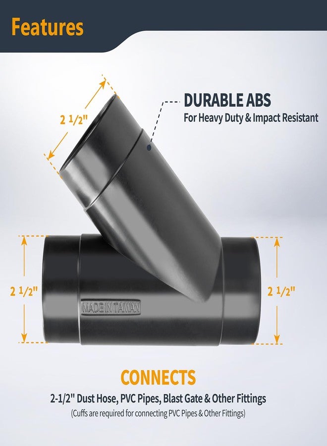 باورتيك وصلة POWERTEC Y مقاس 2-1/2 بوصة لخرطوم مقاس 2 1/2 بوصة، وصلات موصل خرطوم مقاس 2 1/2 بوصة لنظام جمع الغبار، عبوة واحدة (70179V) - Image 3