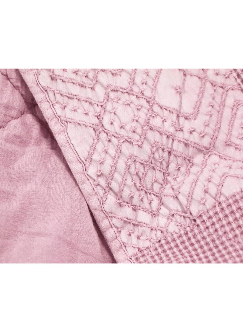 السرعوف الذهبية طقم لحاف جولد مانتيس القطني المغسول بالحجر - غطاء سرير ناعم للغاية مصنوع من القطن بنسبة 100% بملمس عتيق - لحاف خفيف الوزن وجيد التهوية مناسب لجميع المواسم - متوفر بمقاسات كوين (وردي مرجاني، كوين) - Image 4