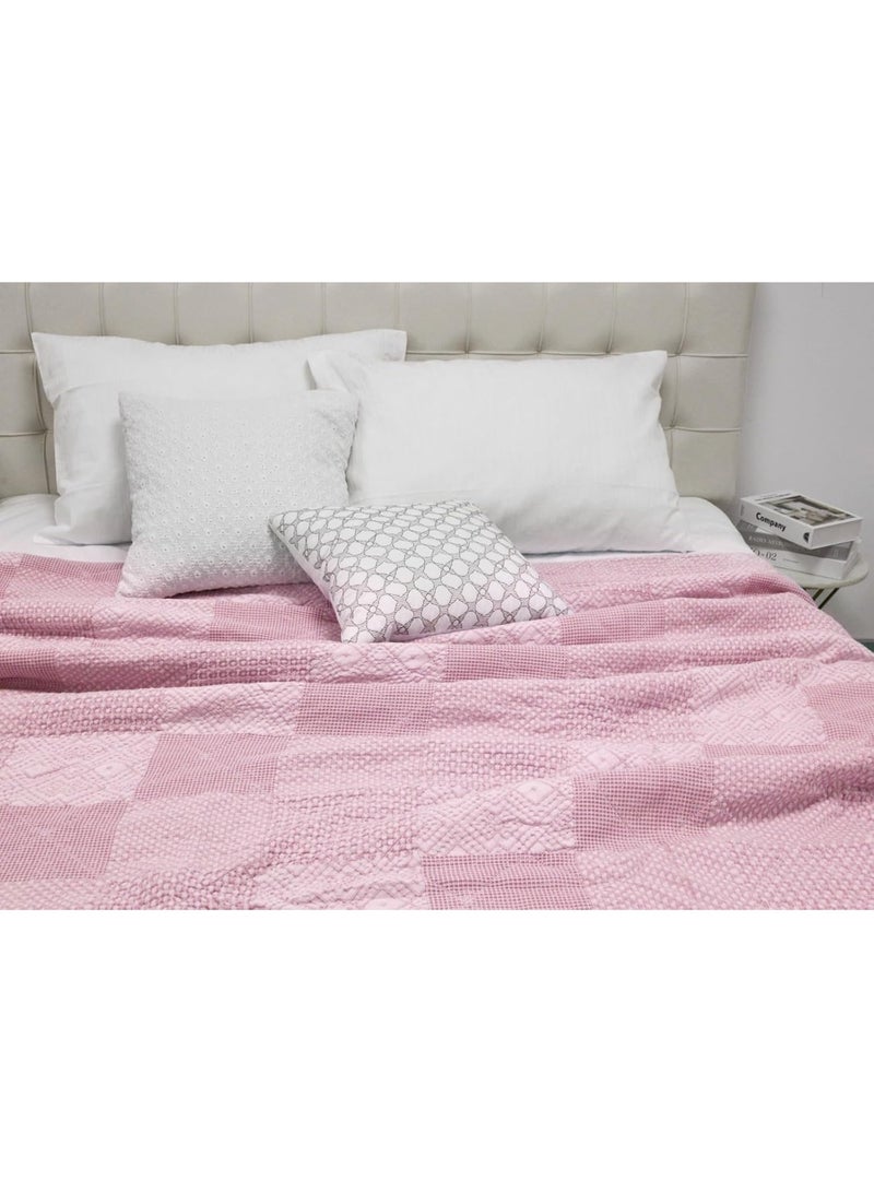 السرعوف الذهبية طقم لحاف جولد مانتيس القطني المغسول بالحجر - غطاء سرير ناعم للغاية مصنوع من القطن بنسبة 100% بملمس عتيق - لحاف خفيف الوزن وجيد التهوية مناسب لجميع المواسم - متوفر بمقاسات كوين (وردي مرجاني، كوين) - Image 2