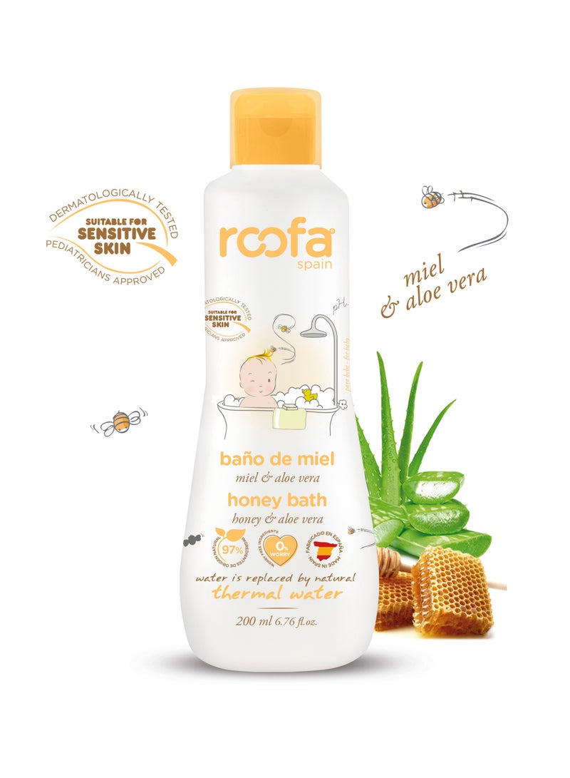 Roofa Spain Natural Honey Bath Gel for Newborns & Babies with Sensitive Skin 200ml  - Image 1