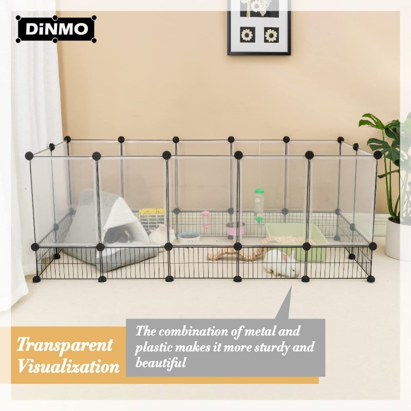 DINMO Rabbit Playpen, Guinea Pig Cages, Hamster Cages, Iron Net Bottom Design for Small Animal, Bunny, Ferret, Hedgehog, DIY, Expanded, Portable, Exercise Fence, 61.4 x 25.4 x 22.3 Inches - Image 2