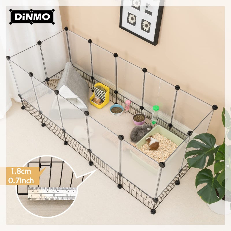DINMO Rabbit Playpen, Guinea Pig Cages, Hamster Cages, Iron Net Bottom Design for Small Animal, Bunny, Ferret, Hedgehog, DIY, Expanded, Portable, Exercise Fence, 61.4 x 25.4 x 22.3 Inches - Image 4