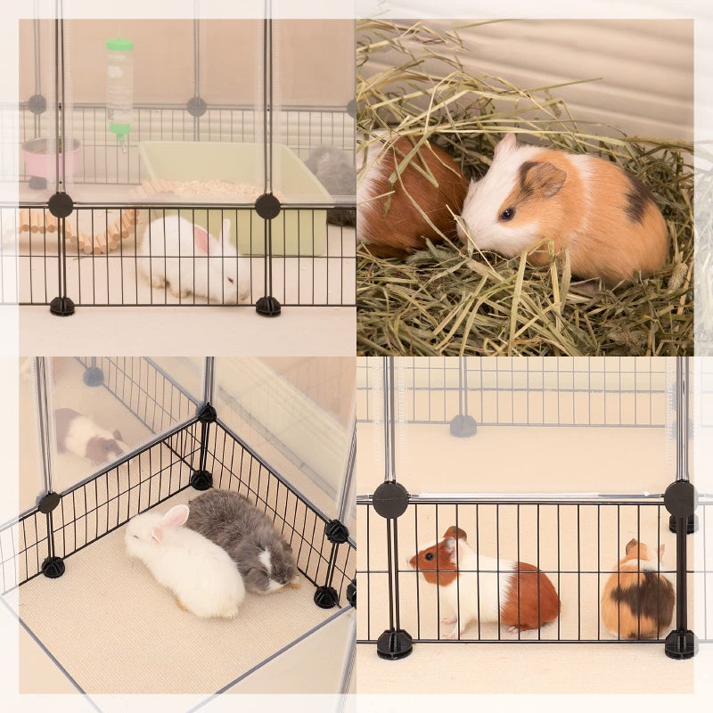 DINMO Rabbit Playpen, Guinea Pig Cages, Hamster Cages, Iron Net Bottom Design for Small Animal, Bunny, Ferret, Hedgehog, DIY, Expanded, Portable, Exercise Fence, 61.4 x 25.4 x 22.3 Inches - Image 5