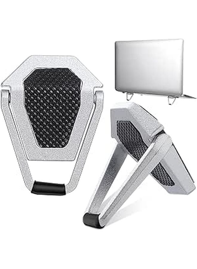 Adjustable Foldable Metal Laptop Cooling Stand Portable Computer Rack Silver Black - Image 1