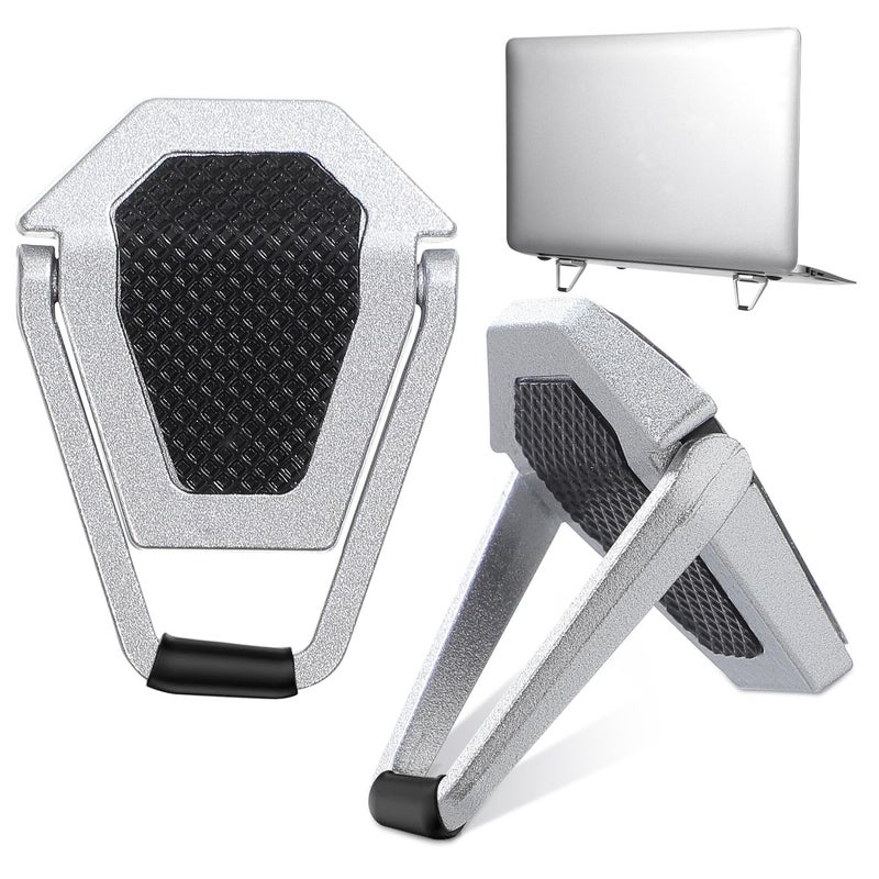 Adjustable Foldable Metal Laptop Cooling Stand Portable Computer Rack Silver Black - Image 2