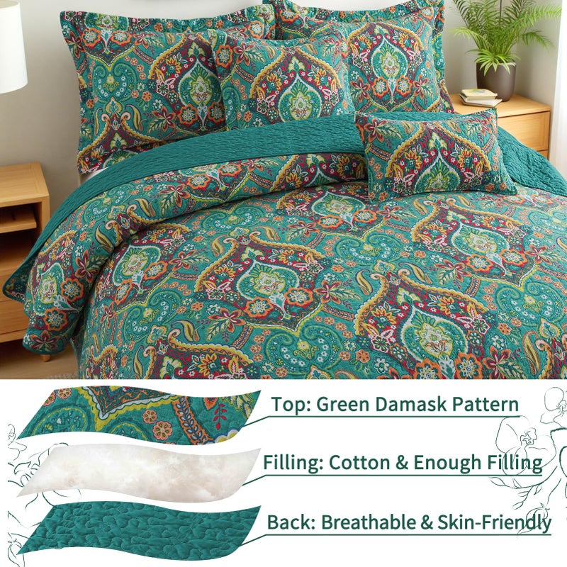 VAPUTAR Cotton King Quilt Bedding Set - 3 Pieces Quilt King Size with Floral Pattern, Soft Lightweight Quilted King Size Bedspread (98*106 inch), Reversible Bedspread Coverlet Suitable for All Season - Image 3
