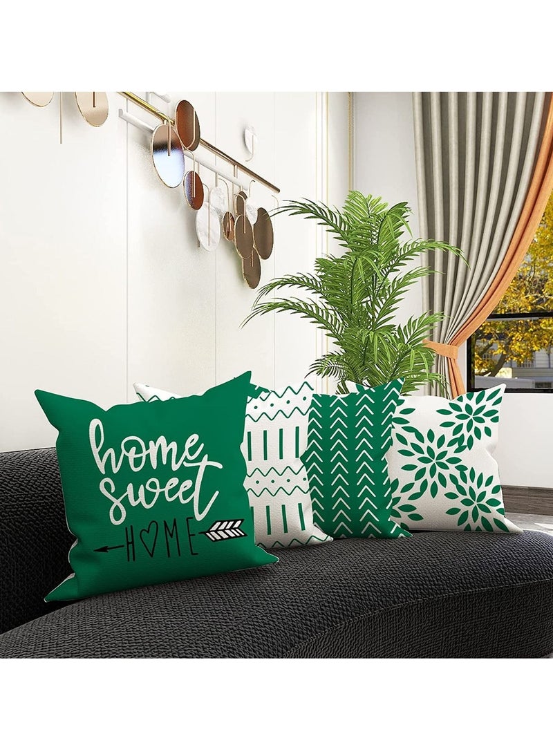 SYOSI Throw Pillow Cover Modern Sofa Decorative Pillow Covers 18x18 Set of 4 Outdoor Linen Fabric Pillow Case for Couch Bed Car Home Sofa Couch Decoration 45 45cm Green  - Image 2