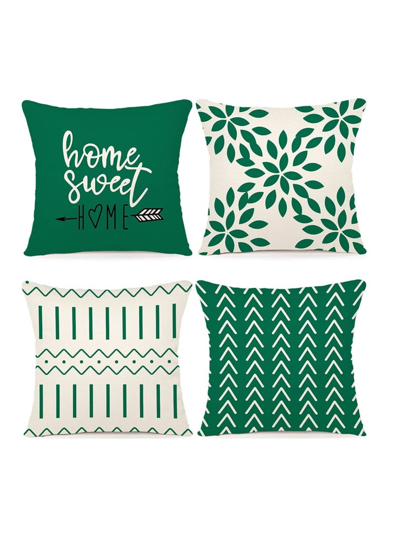 SYOSI Throw Pillow Cover Modern Sofa Decorative Pillow Covers 18x18 Set of 4 Outdoor Linen Fabric Pillow Case for Couch Bed Car Home Sofa Couch Decoration 45 45cm Green  - Image 1