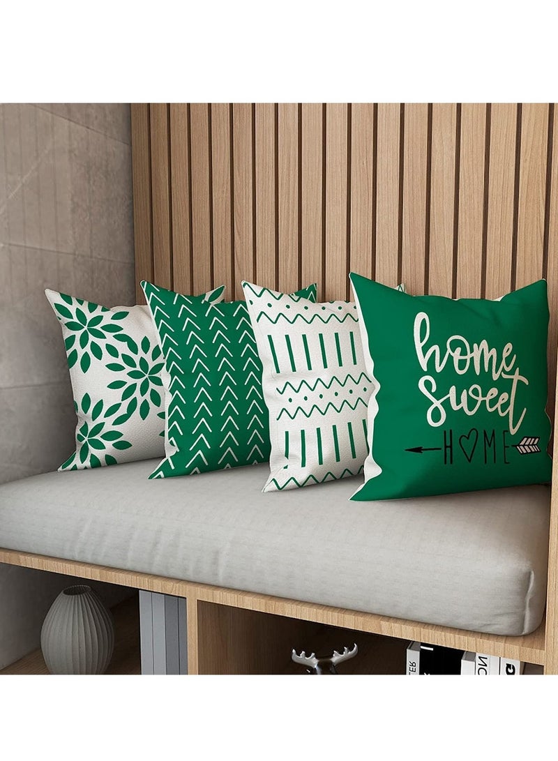 SYOSI Throw Pillow Cover Modern Sofa Decorative Pillow Covers 18x18 Set of 4 Outdoor Linen Fabric Pillow Case for Couch Bed Car Home Sofa Couch Decoration 45 45cm Green  - Image 4