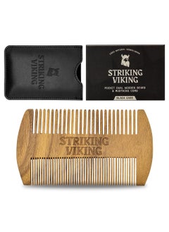 Striking Viking Striking Viking Sandalwood Beard and Mustache Comb Set - Pocket-Sized Wooden Comb with Fine and Coarse Teeth, Case Included - Perfect for Balms and Oils 