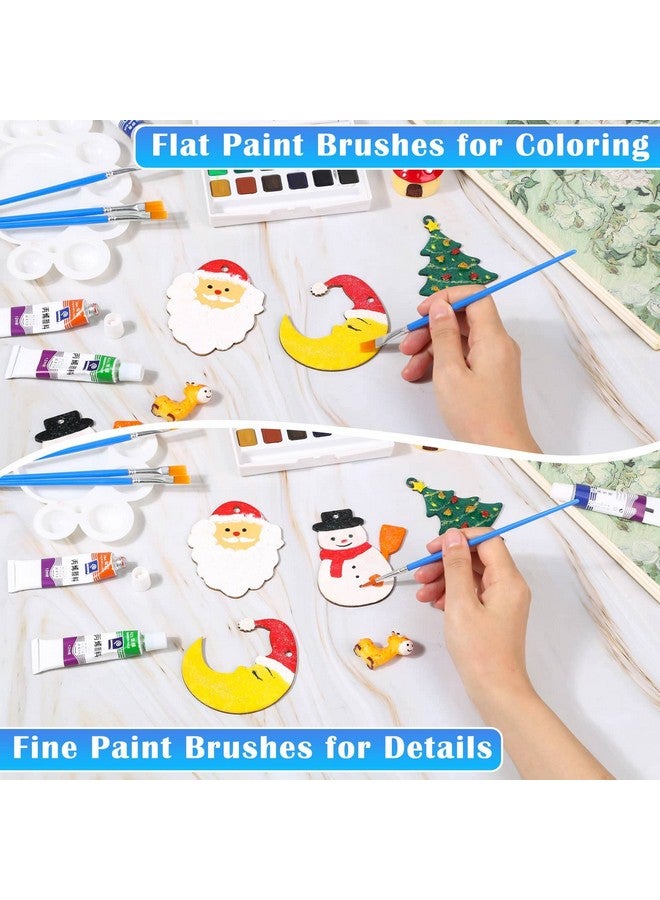 انزيوس مجموعة فرش الرسم من Anezus، 50 فرشاة رسم أكريليك مستديرة ذات رأس مسطح للأطفال في الفصول الدراسية، ألوان مائية أكريليك، قماش، رسم على الوجه، لمسات نهائية - Image 5