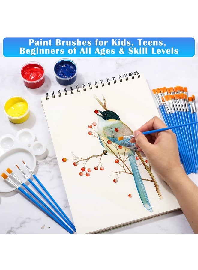 انزيوس مجموعة فرش الرسم من Anezus، 50 فرشاة رسم أكريليك مستديرة ذات رأس مسطح للأطفال في الفصول الدراسية، ألوان مائية أكريليك، قماش، رسم على الوجه، لمسات نهائية - Image 2