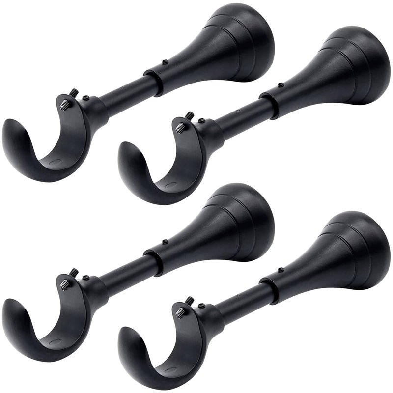 A Key Tech Heavy Duty Curtain Rod Brackets for Wall, 6 inch Curtain Rod Brackets, Extra Long Holder for Heavy Curtains, for 3/4 to 1 inch Rods, 4 pcs Extended Wall Mount Holders, Set of Four, Black - Image 1