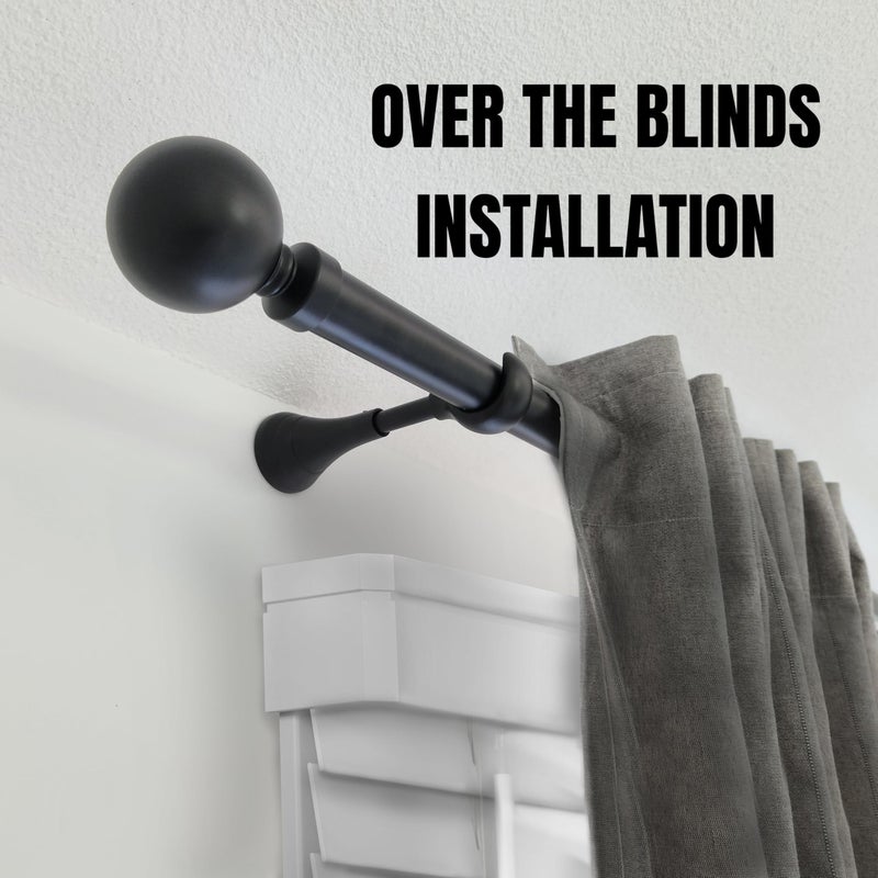 A Key Tech Heavy Duty Curtain Rod Brackets for Wall, 6 inch Curtain Rod Brackets, Extra Long Holder for Heavy Curtains, for 3/4 to 1 inch Rods, 4 pcs Extended Wall Mount Holders, Set of Four, Black - Image 2