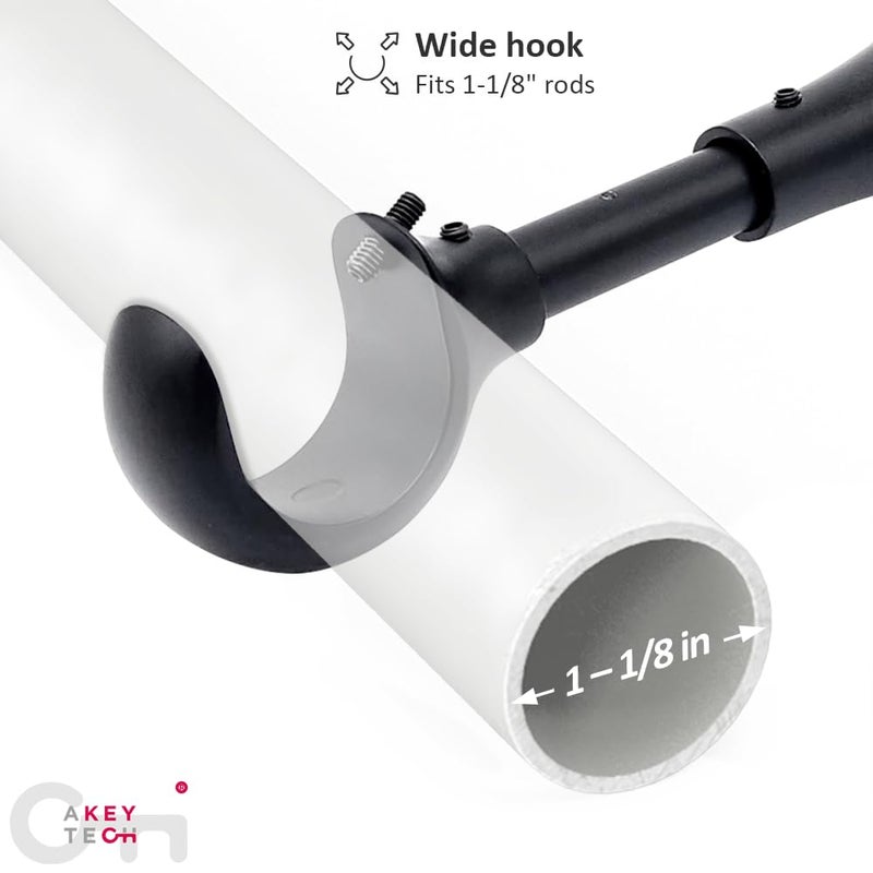A Key Tech Heavy Duty Curtain Rod Brackets for Wall, 6 inch Curtain Rod Brackets, Extra Long Holder for Heavy Curtains, for 3/4 to 1 inch Rods, 4 pcs Extended Wall Mount Holders, Set of Four, Black - Image 5