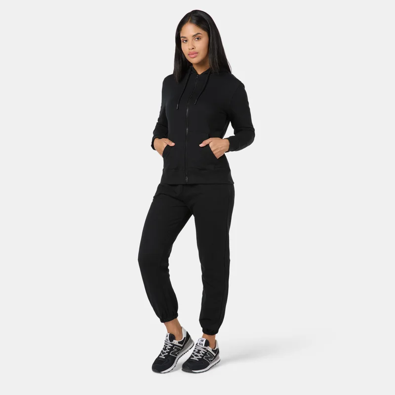 Sun And Sand Sports Black Women's Full-Zip Hoodie for Women | Best Price UAE
