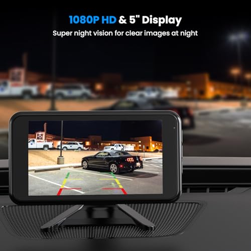 AUTO-VOX Wireless Backup Camera for Car Easy Install: No Delay 5" HD 1080P Rear View Camera with Clear Night Vision 2 Channels, IP69K Waterproof Back Up Camera System for Truck, Pickup, SUV, Van - W12 - Image 2