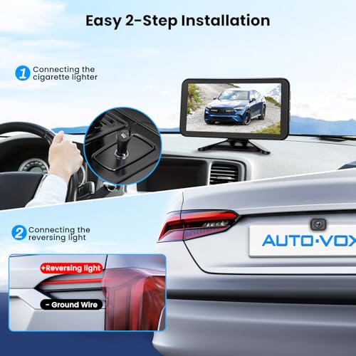 AUTO-VOX Wireless Backup Camera for Car Easy Install: No Delay 5" HD 1080P Rear View Camera with Clear Night Vision 2 Channels, IP69K Waterproof Back Up Camera System for Truck, Pickup, SUV, Van - W12 - Image 3