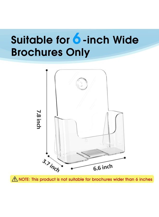MaxGear 2 Pack Acrylic Brochure Holder 6 x 8 Inches Plastic Magazine Holder, Clear Literature Holder Trifold Pamphlet Display Stand for Wall Mount or Countertop - Image 2