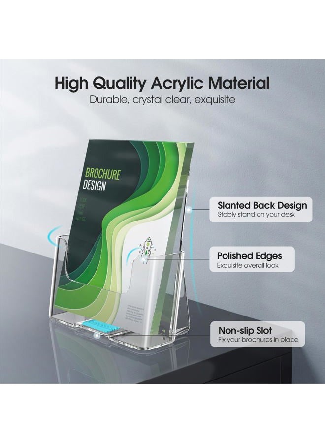 MaxGear 2 Pack Acrylic Brochure Holder 6 x 8 Inches Plastic Magazine Holder, Clear Literature Holder Trifold Pamphlet Display Stand for Wall Mount or Countertop - Image 3
