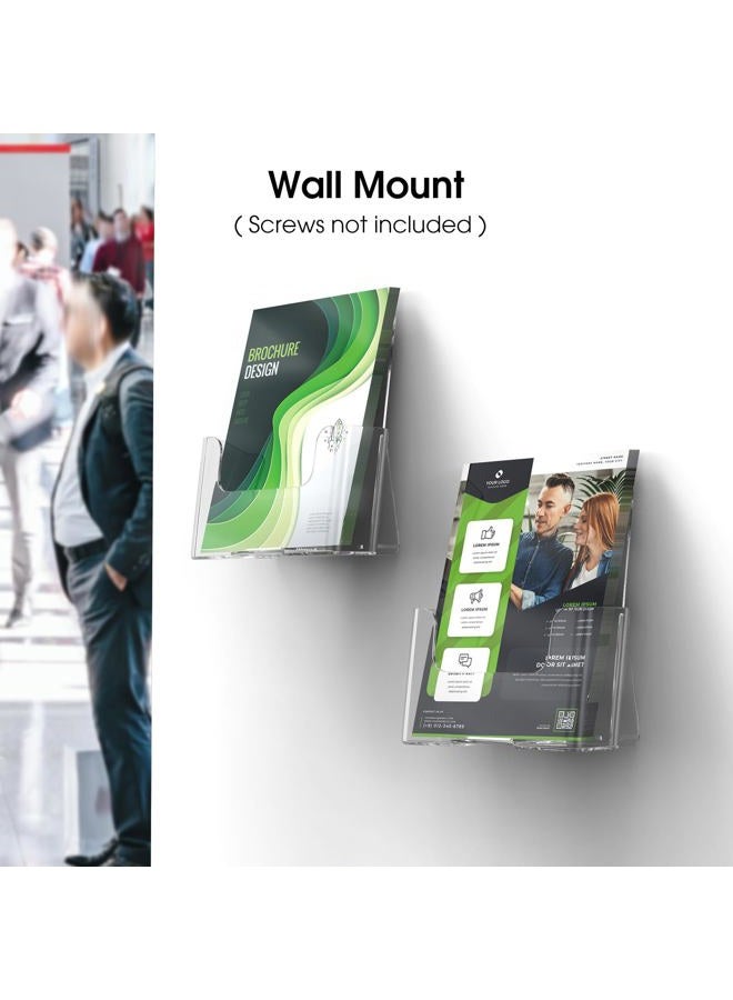 MaxGear 2 Pack Acrylic Brochure Holder 6 x 8 Inches Plastic Magazine Holder, Clear Literature Holder Trifold Pamphlet Display Stand for Wall Mount or Countertop - Image 4