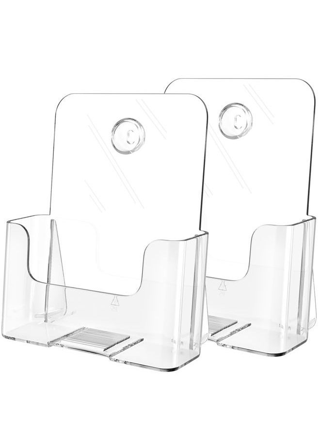 MaxGear 2 Pack Acrylic Brochure Holder 6 x 8 Inches Plastic Magazine Holder, Clear Literature Holder Trifold Pamphlet Display Stand for Wall Mount or Countertop - Image 1