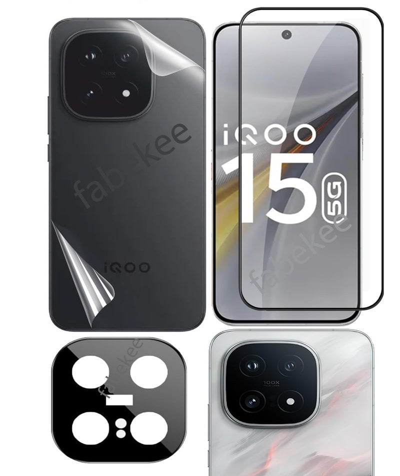 FabeKee Tempered Glass Screen Protector Compatible for vivo iQOO 15 | Front And Back Screen Guard With camera lens protector (Combo) - Image 1