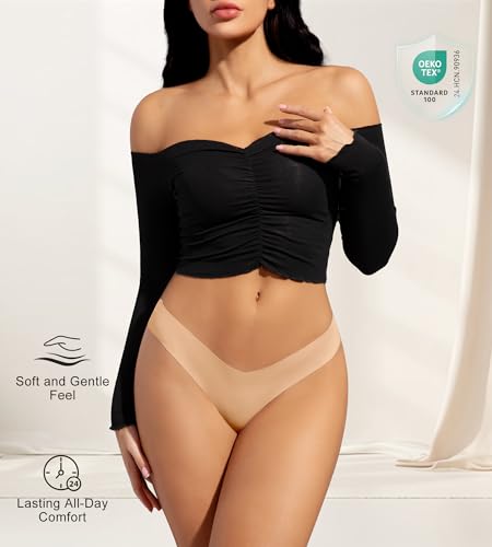 DEANGELMON Women Seamless Bikini Cheeky Underwear Invisible No Show Panties V-Waist Hipster Ladies Soft Stretch Multi Pack(7P1,S) - Image 4